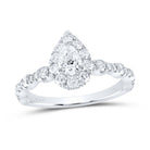 14K White Gold Pear Diamond Women's Pear Halo Bridal Wedding Engagement Ring (Certified) 1 Cttw - Splendid Jewellery
