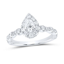Load image into Gallery viewer, 14K White Gold Pear Diamond Women's Pear Halo Bridal Wedding Engagement Ring (Certified) 1 Cttw - Splendid Jewellery