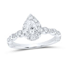 14K White Gold Pear Diamond Women's Pear Halo Bridal Wedding Engagement Ring (Certified) 1 Cttw - Splendid Jewellery