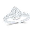 14K White Gold Pear Diamond Women's Pear Halo Bridal Wedding Engagement Ring (Certified) 1 Cttw - Splendid Jewellery