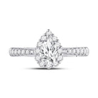 14K White Gold Pear Diamond Women's Pear Halo Bridal Wedding Engagement Ring (Certified) 1 Cttw - Splendid Jewellery
