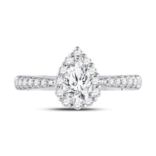 Load image into Gallery viewer, 14K White Gold Pear Diamond Women's Pear Halo Bridal Wedding Engagement Ring (Certified) 1 Cttw - Splendid Jewellery