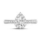 14K White Gold Pear Diamond Women's Pear Halo Bridal Wedding Engagement Ring (Certified) 1 Cttw - Splendid Jewellery