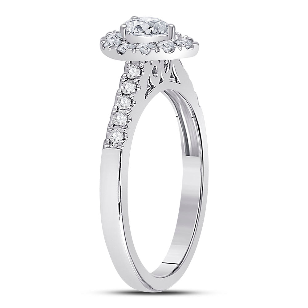 14K White Gold Pear Diamond Women's Pear Solitaire Bridal Wedding Engagement Ring (Certified) 1/2 Cttw - Splendid Jewellery