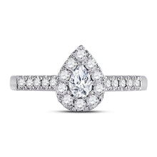 Load image into Gallery viewer, 14K White Gold Pear Diamond Women's Pear Solitaire Bridal Wedding Engagement Ring (Certified) 1/2 Cttw - Splendid Jewellery