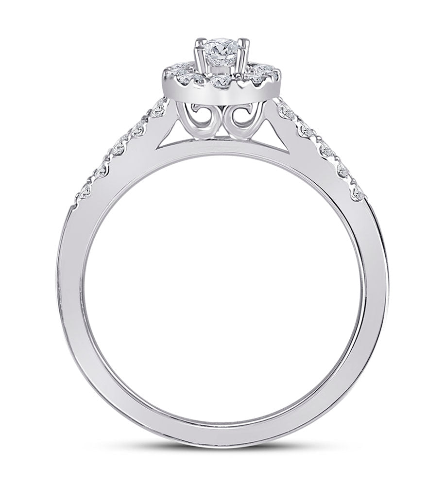 14K White Gold Pear Diamond Women's Pear Solitaire Bridal Wedding Engagement Ring (Certified) 1/2 Cttw - Splendid Jewellery