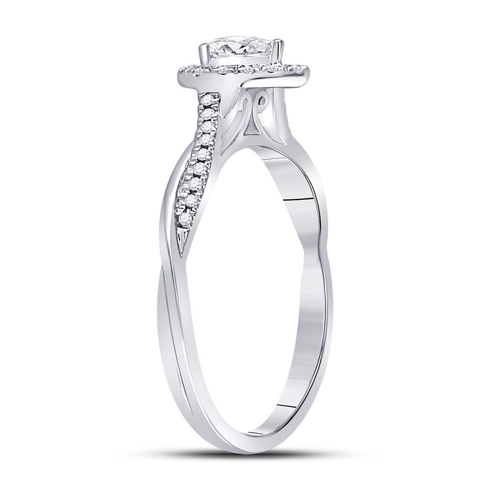 14K White Gold Pear Diamond Women's Pear Solitaire Bridal Wedding Engagement Ring (Certified) 1/3 Cttw - Splendid Jewellery