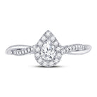 14K White Gold Pear Diamond Women's Pear Solitaire Bridal Wedding Engagement Ring (Certified) 1/3 Cttw - Splendid Jewellery