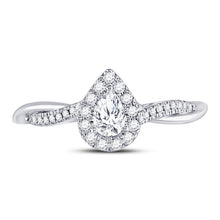 Load image into Gallery viewer, 14K White Gold Pear Diamond Women's Pear Solitaire Bridal Wedding Engagement Ring (Certified) 1/3 Cttw - Splendid Jewellery