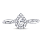 14K White Gold Pear Diamond Women's Pear Solitaire Bridal Wedding Engagement Ring (Certified) 1/3 Cttw - Splendid Jewellery
