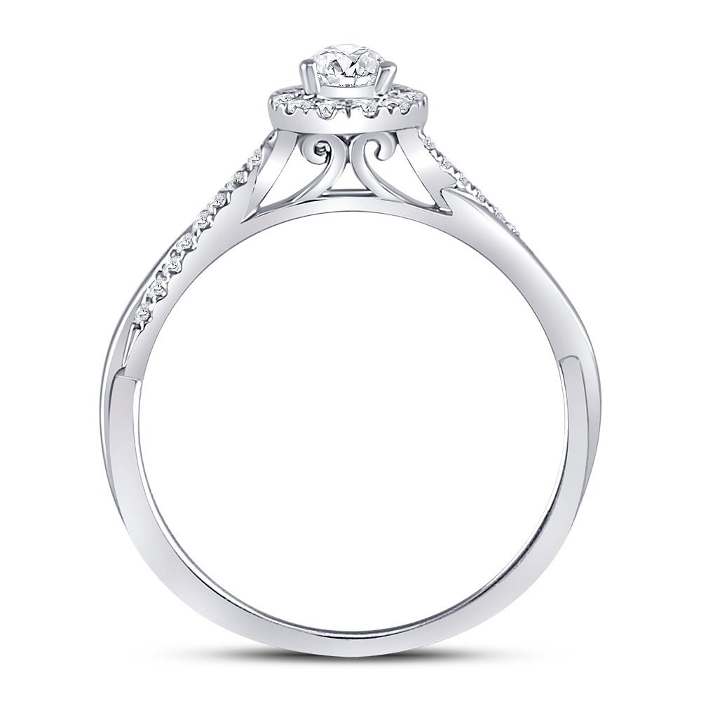 14K White Gold Pear Diamond Women's Pear Solitaire Bridal Wedding Engagement Ring (Certified) 1/3 Cttw - Splendid Jewellery