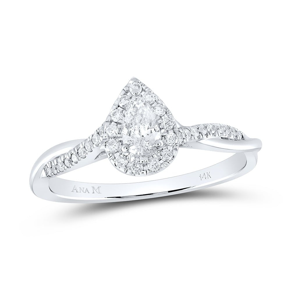 14K White Gold Pear Diamond Women's Pear Solitaire Bridal Wedding Engagement Ring (Certified) 1/3 Cttw - Splendid Jewellery
