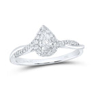 14K White Gold Pear Diamond Women's Pear Solitaire Bridal Wedding Engagement Ring (Certified) 1/3 Cttw - Splendid Jewellery
