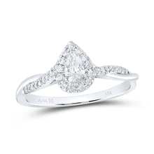 Load image into Gallery viewer, 14K White Gold Pear Diamond Women's Pear Solitaire Bridal Wedding Engagement Ring (Certified) 1/3 Cttw - Splendid Jewellery