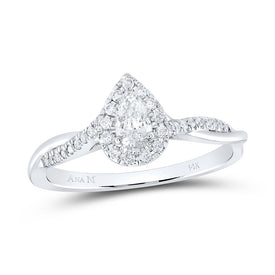 14K White Gold Pear Diamond Women's Pear Solitaire Bridal Wedding Engagement Ring (Certified) 1/3 Cttw - Splendid Jewellery