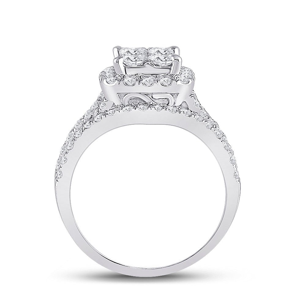 14K White Gold Princess Diamond Bridal Ring 2 Cttw - Splendid Jewellery