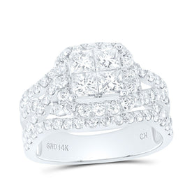 14K White Gold Princess Diamond Bridal Ring 2 Cttw - Splendid Jewellery