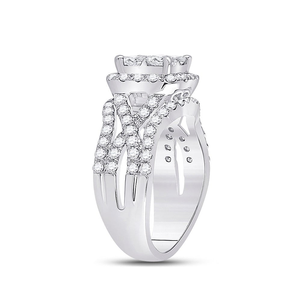 14K White Gold Princess Diamond Bridal Ring 2 Cttw - Splendid Jewellery