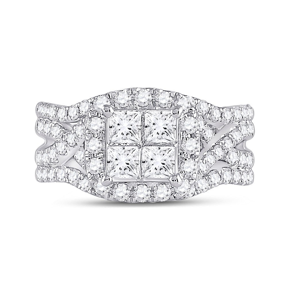 14K White Gold Princess Diamond Bridal Ring 2 Cttw - Splendid Jewellery