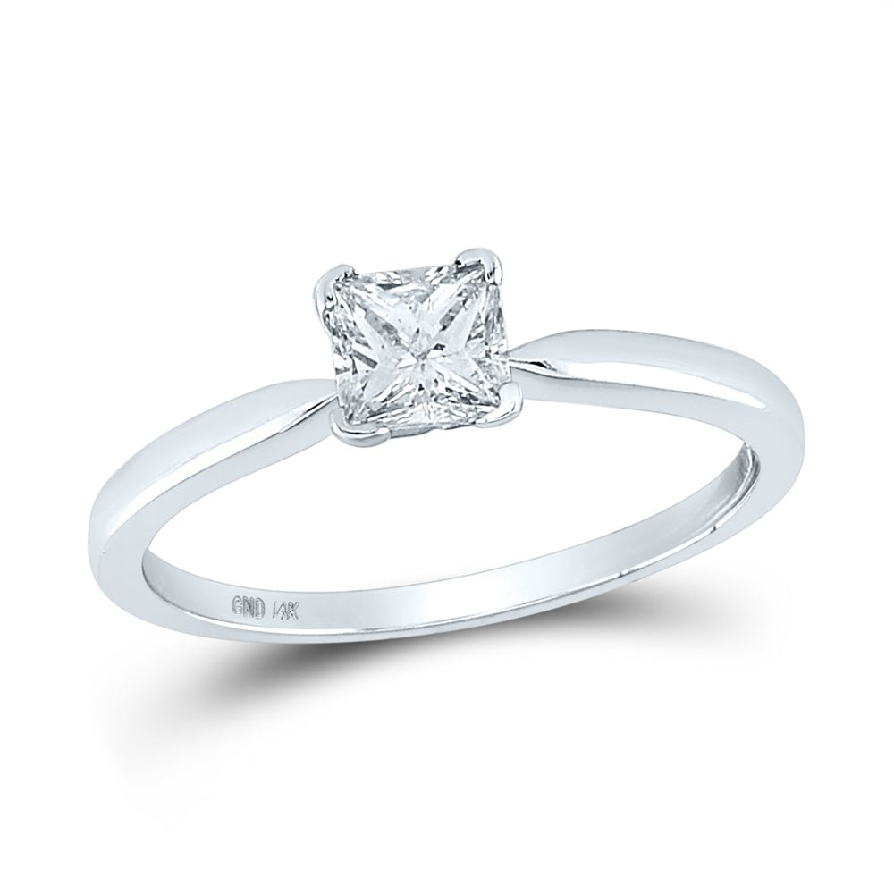 14K White Gold Princess Diamond Bridal Wedding Engagement Ring 1/2 Cttw - Splendid Jewellery