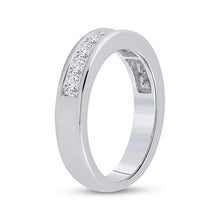 Load image into Gallery viewer, 14K White Gold Princess Diamond Channel Set Single Row Wedding Band 1 Cttw - Splendid Jewellery