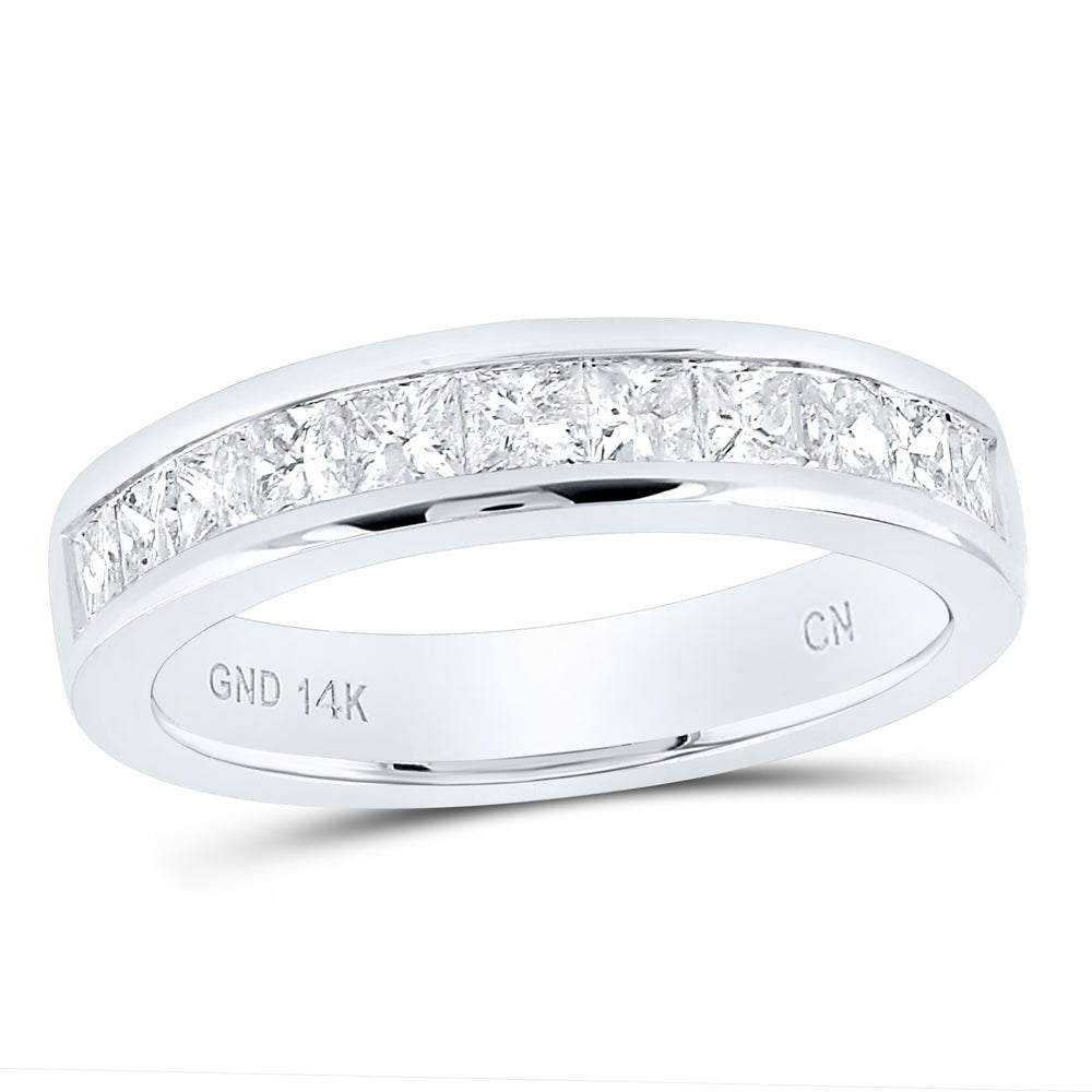 14K White Gold Princess Diamond Channel Set Single Row Wedding Band 1 Cttw - Splendid Jewellery