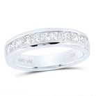 14K White Gold Princess Diamond Channel Set Single Row Wedding Band 1 Cttw - Splendid Jewellery