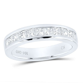 14K White Gold Princess Diamond Channel Set Single Row Wedding Band 1 Cttw - Splendid Jewellery