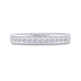 14K White Gold Princess Diamond Channel Set Single Row Wedding Band 1/2 Cttw - Splendid Jewellery
