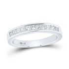 14K White Gold Princess Diamond Channel Set Single Row Wedding Band 1/2 Cttw - Splendid Jewellery
