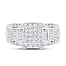 Load image into Gallery viewer, 14K White Gold Princess Diamond Cluster Bridal Wedding Engagement Ring 1 Cttw - Splendid Jewellery