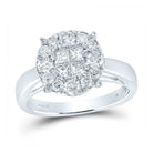 14K White Gold Princess Diamond Cluster Bridal Wedding Engagement Ring 1 Cttw - Splendid Jewellery