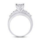 14K White Gold Princess Diamond Cluster Bridal Wedding Engagement Ring 1 Cttw - Splendid Jewellery