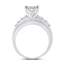 Load image into Gallery viewer, 14K White Gold Princess Diamond Cluster Bridal Wedding Engagement Ring 1 Cttw - Splendid Jewellery