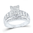 14K White Gold Princess Diamond Cluster Bridal Wedding Engagement Ring 1 Cttw - Splendid Jewellery