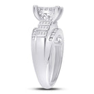 14K White Gold Princess Diamond Cluster Bridal Wedding Engagement Ring 1 Cttw - Splendid Jewellery
