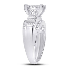 Load image into Gallery viewer, 14K White Gold Princess Diamond Cluster Bridal Wedding Engagement Ring 1 Cttw - Splendid Jewellery
