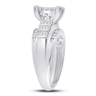 14K White Gold Princess Diamond Cluster Bridal Wedding Engagement Ring 1 Cttw - Splendid Jewellery