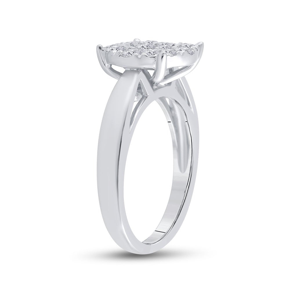 14K White Gold Princess Diamond Cluster Bridal Wedding Engagement Ring 1 Cttw - Splendid Jewellery