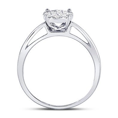 14K White Gold Princess Diamond Cluster Bridal Wedding Engagement Ring 1/4 Cttw - Splendid Jewellery