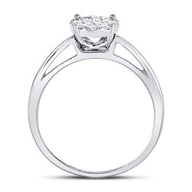 14K White Gold Princess Diamond Cluster Bridal Wedding Engagement Ring 1/4 Cttw - Splendid Jewellery