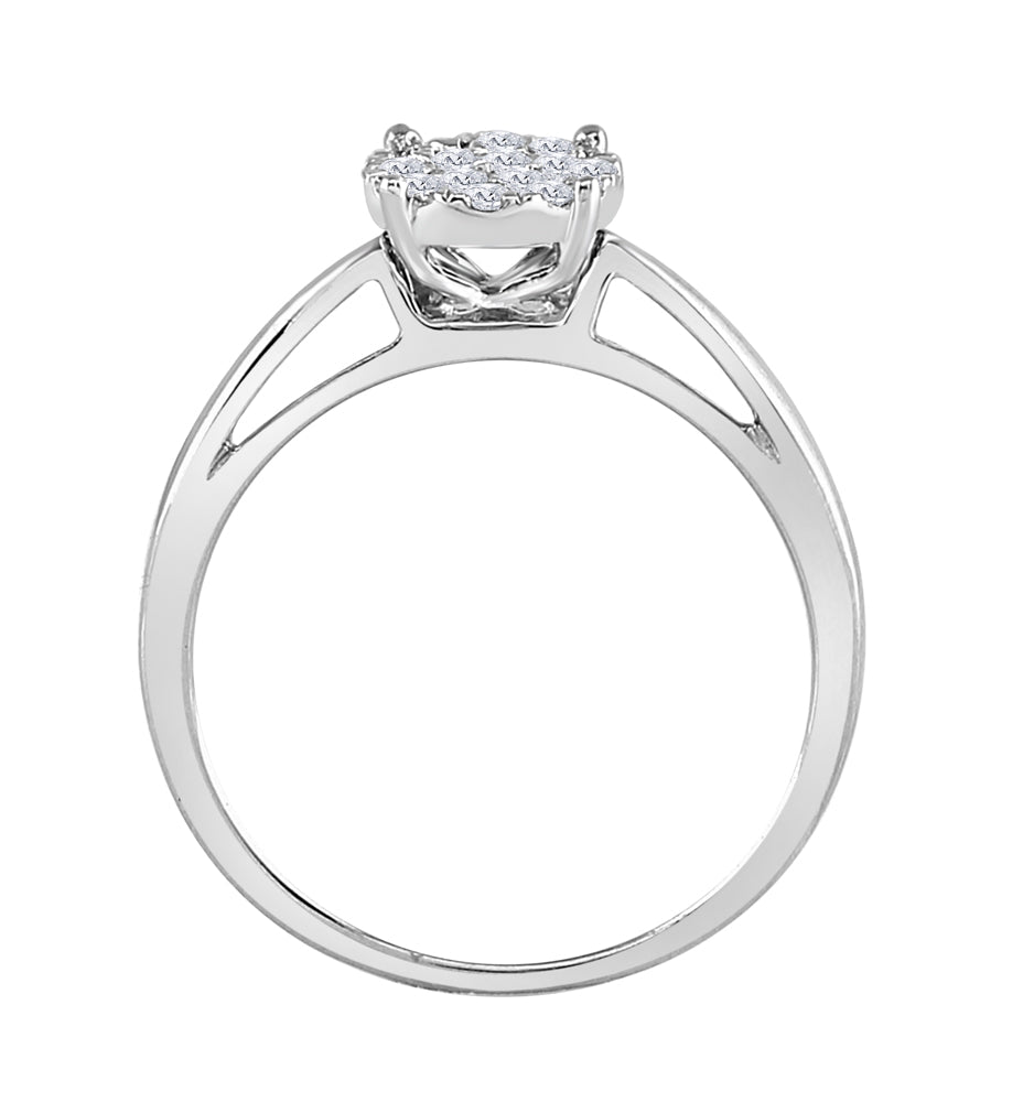 14K White Gold Princess Diamond Cluster Bridal Wedding Engagement Ring 1/4 Cttw - Splendid Jewellery