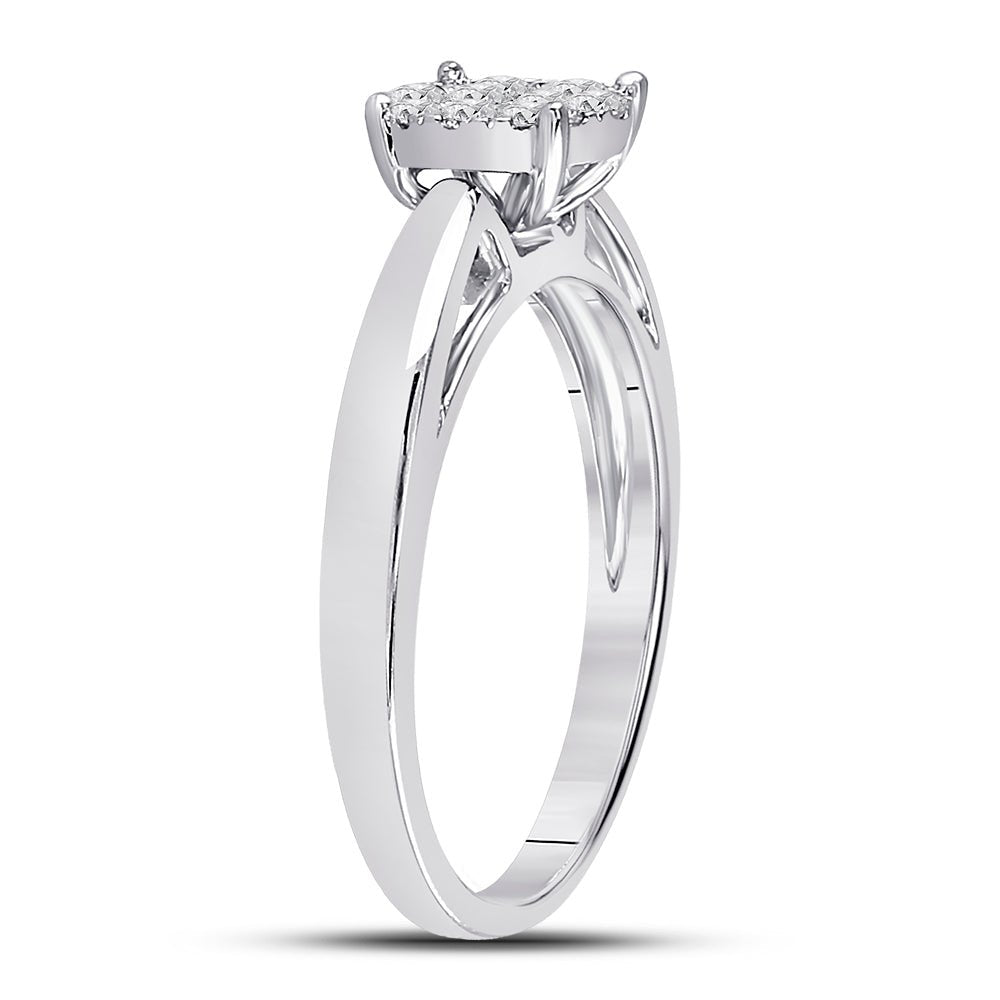 14K White Gold Princess Diamond Cluster Bridal Wedding Engagement Ring 1/4 Cttw - Splendid Jewellery