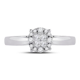 14K White Gold Princess Diamond Cluster Bridal Wedding Engagement Ring 1/4 Cttw - Splendid Jewellery