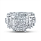 14K White Gold Princess Diamond Cluster Bridal Wedding Engagement Ring 3 Cttw - Splendid Jewellery