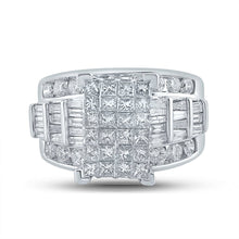 Load image into Gallery viewer, 14K White Gold Princess Diamond Cluster Bridal Wedding Engagement Ring 3 Cttw - Splendid Jewellery
