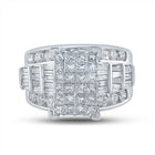 14K White Gold Princess Diamond Cluster Bridal Wedding Engagement Ring 3 Cttw - Splendid Jewellery