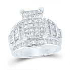 14K White Gold Princess Diamond Cluster Bridal Wedding Engagement Ring 3 Cttw - Splendid Jewellery