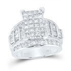 14K White Gold Princess Diamond Cluster Bridal Wedding Engagement Ring 3 Cttw - Splendid Jewellery