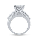 14K White Gold Princess Diamond Cluster Bridal Wedding Engagement Ring 3 Cttw - Splendid Jewellery